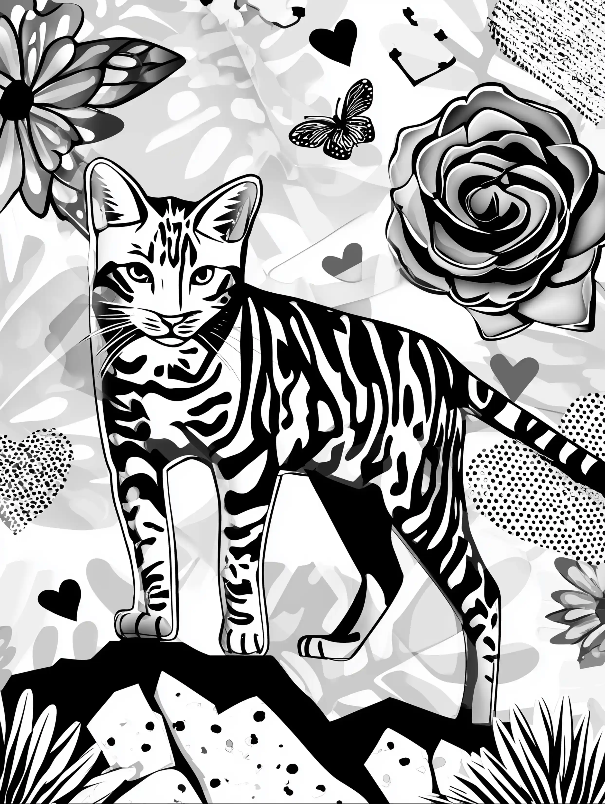 Free printable cats coloring page featuring a walking cat